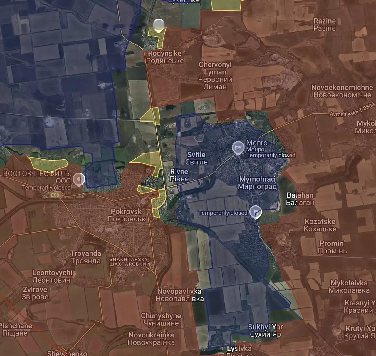 多个亲乌信源都标示，俄军基本控制了波克罗夫斯克（红军城）市区，并继续对市区的乌军