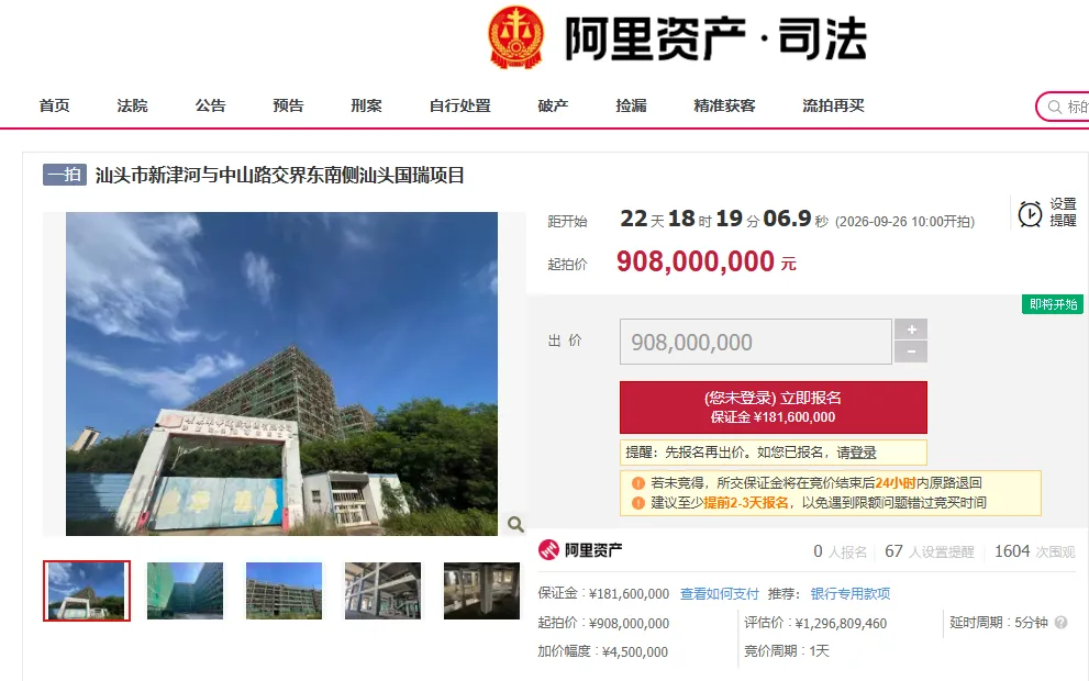 汕头国瑞医院项目，规划2000张床位、投资35亿元，定位三级甲等，2017年开工，2023年停工，现