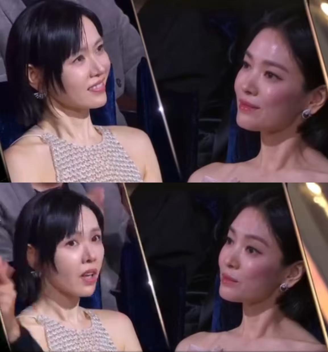 宋慧乔的脸还是太权威了，与孙艺珍坐在一起，显得孙艺珍很小家子气，宋慧乔的脸