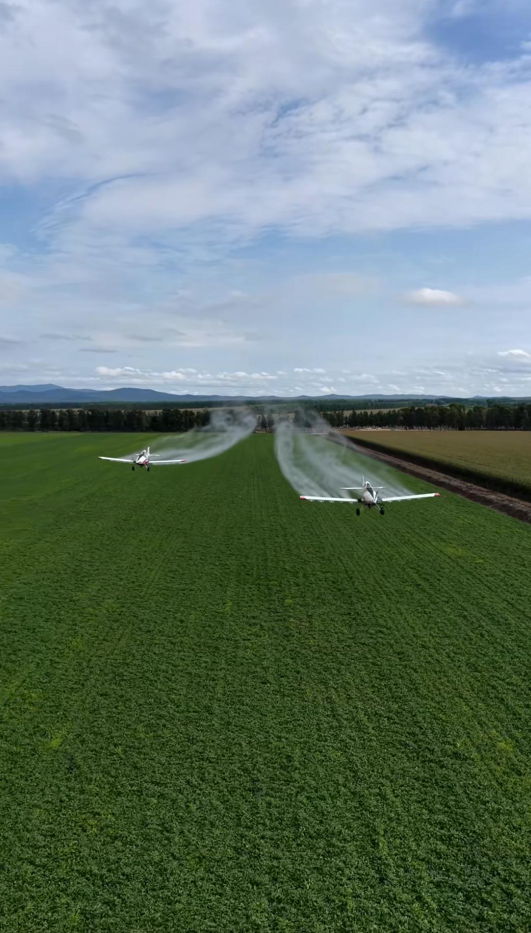 国内的大型农场也是用飞机打农药的！以前看的最多的就是美国或者澳大利亚的大型农场