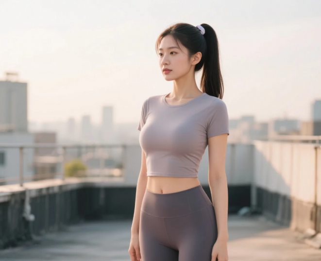 优雅佳人瑜伽时光，紧身服展现完美比例