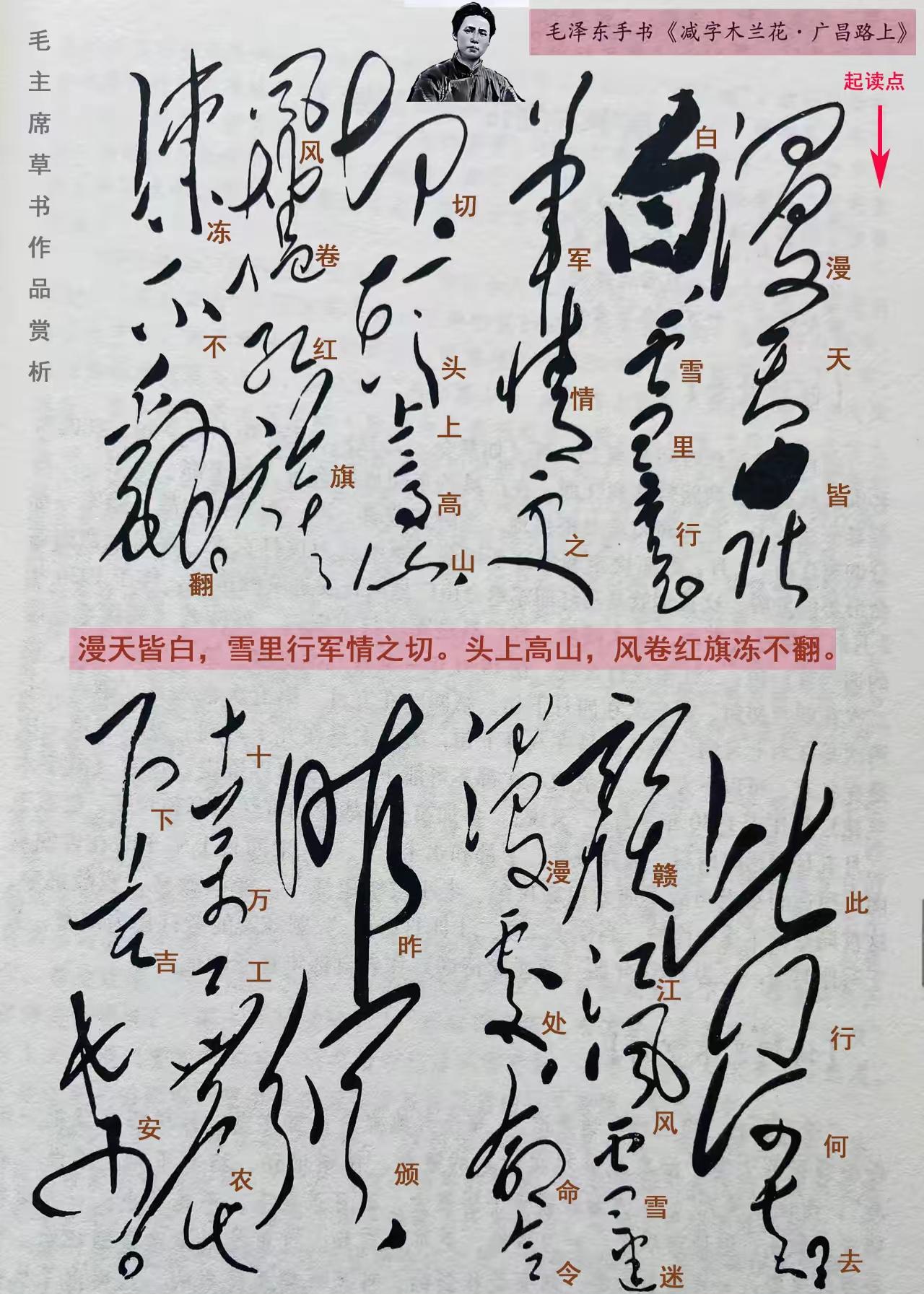 毛主席草书诗词作品《减字木兰花.广昌路上》，可以说达到草书天花板，至今无人能够超