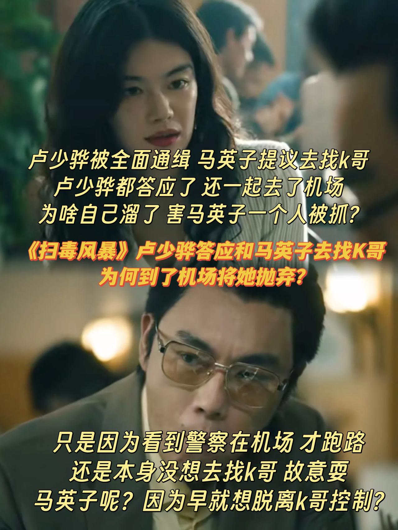 《扫毒风暴》卢少骅为啥答应马英子走又耍她？[抠鼻]卢少骅看到他被全国通缉的报