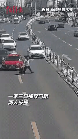 这也太吓人了，以为是在自己家呢，想咋走就咋走！画面一家三口，胆子也太大了，如
