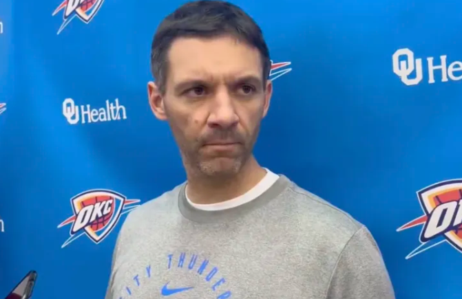 NBA季后赛西部半决赛，雷霆将对阵湖人。雷霆主帅马克-戴格诺特接受了记者采访，