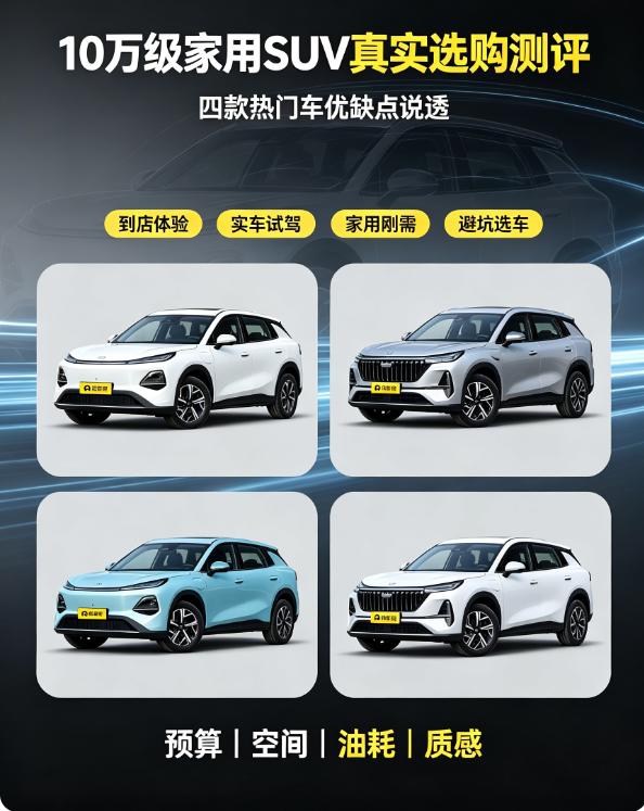 10万级家用SUV推荐，四款热门车优缺点说透。市面上10万级家用SUV选择比较