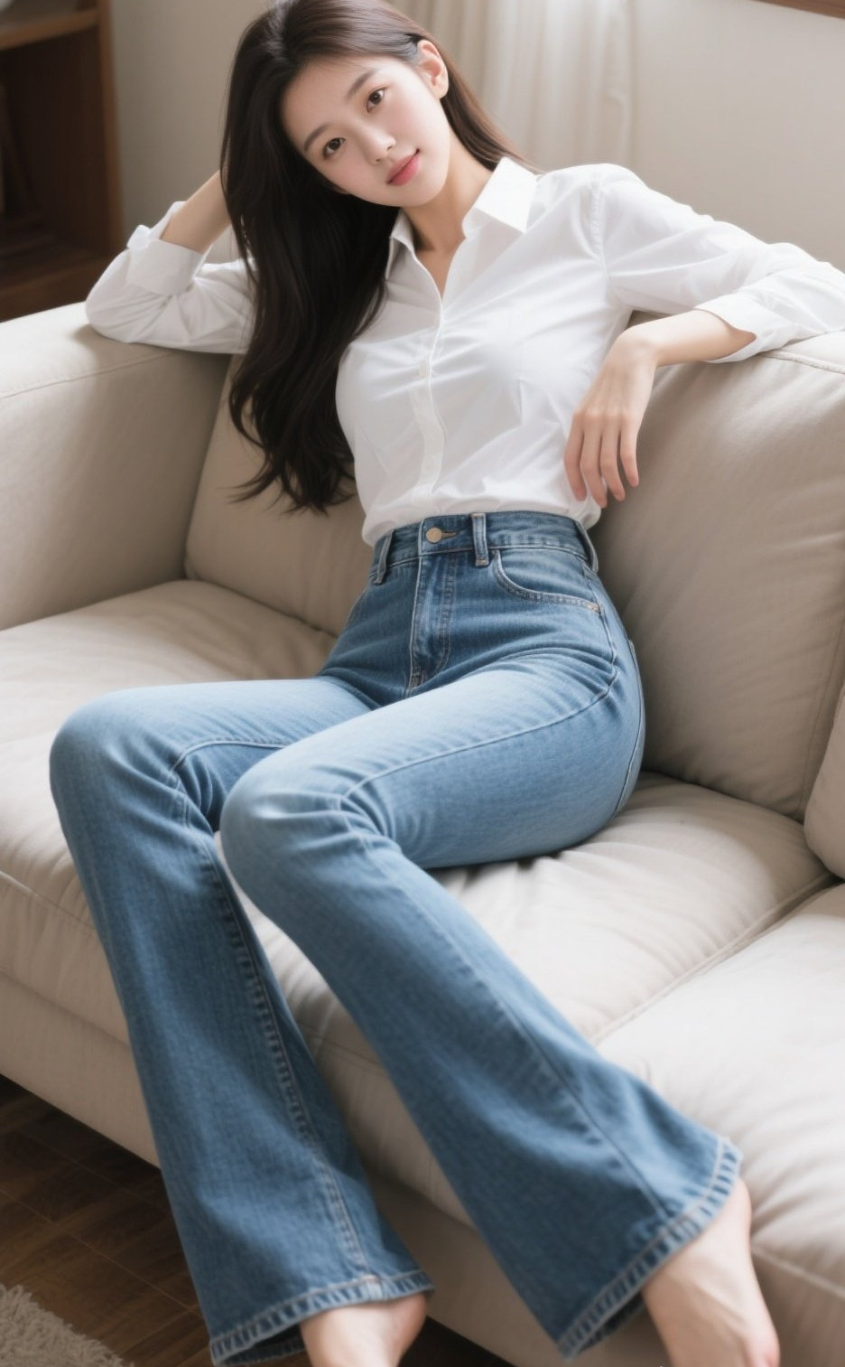 娇俏佳人睡颜甜美，牛仔裤藏不住性感