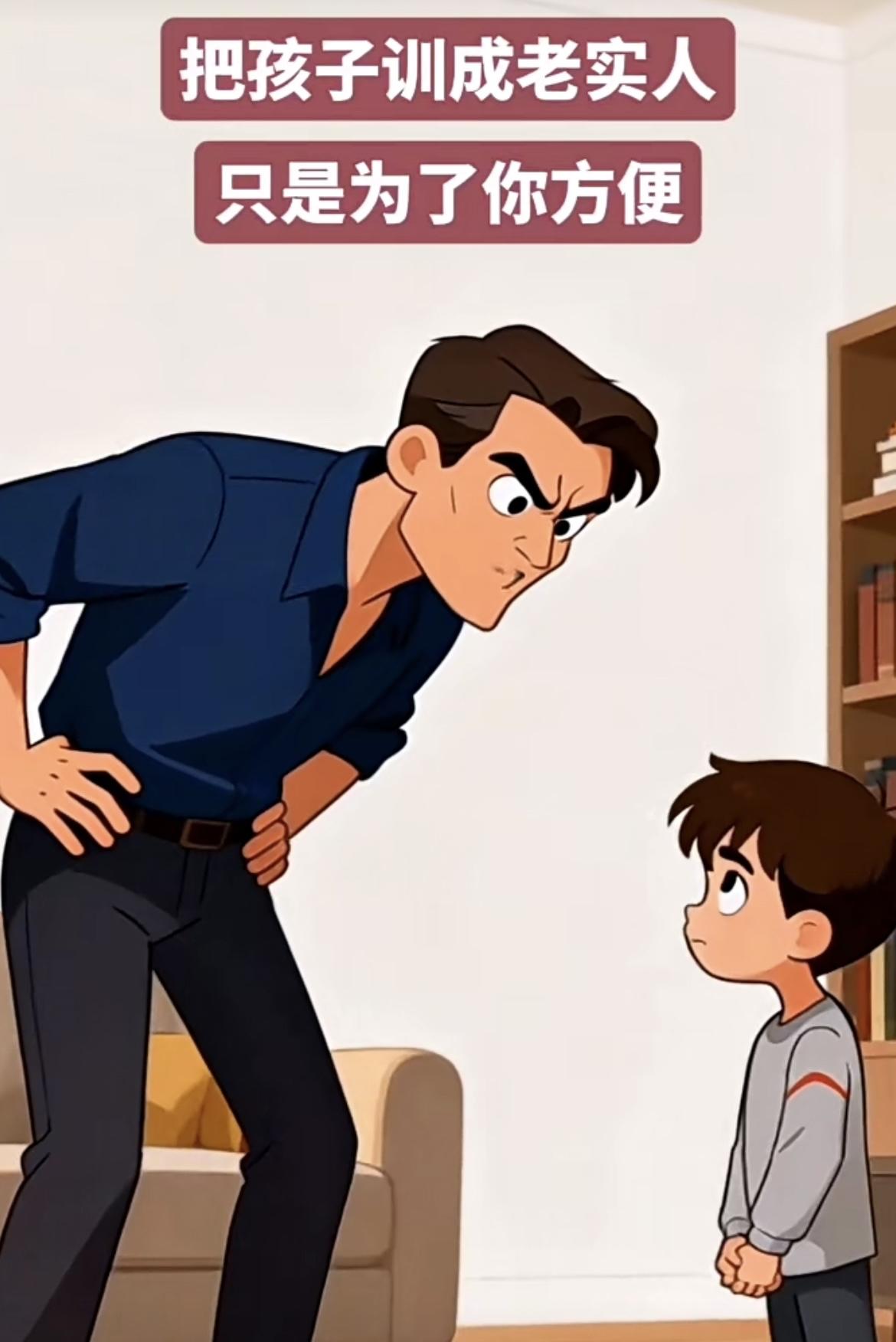 你把孩子训成“老实人”，是省了你的事，毁了他的人生直接戳心窝子——你叉着腰