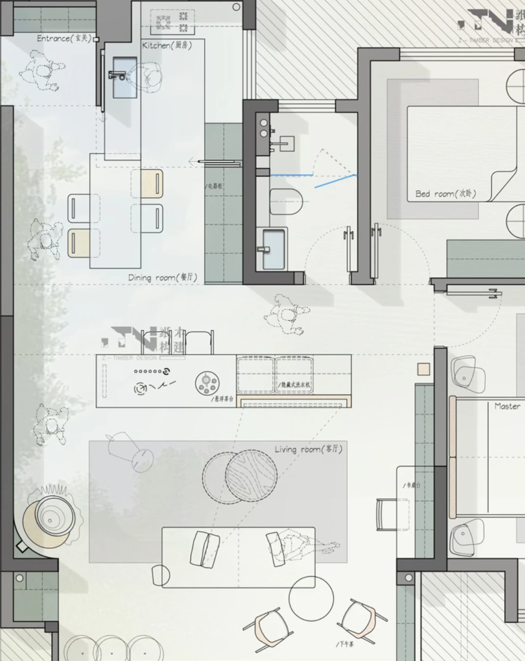 100㎡经典户型改造｜小户型也能有大横厅