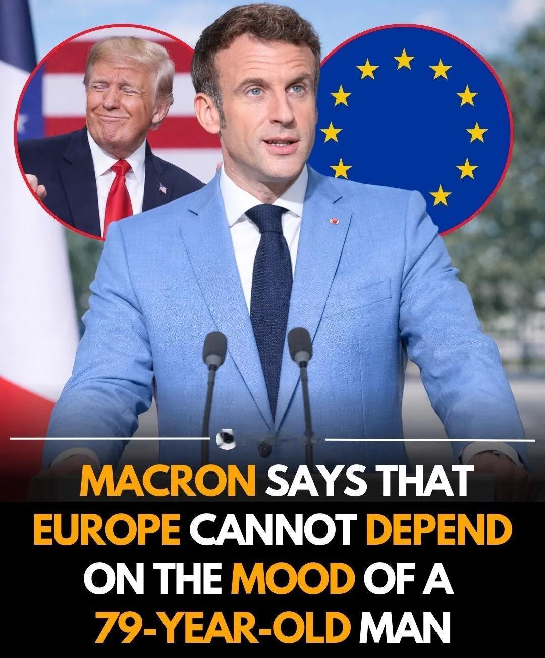 法国总统马克龙表示:法国需要一个全新的不含美国的全球盟友群，他说欧洲不能把自的事