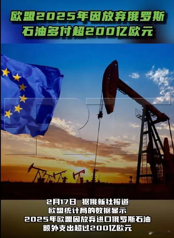 俄媒：欧盟对俄石油制裁使其2025年多支出200多亿欧元，累计多支付超2800亿