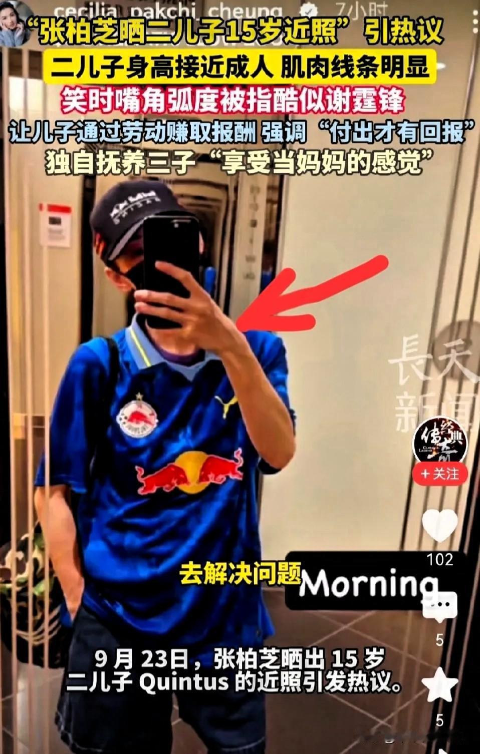 这下好了，不仅谢霆锋知道了，全国人民都知道了！张柏芝的15岁二儿子，长得像