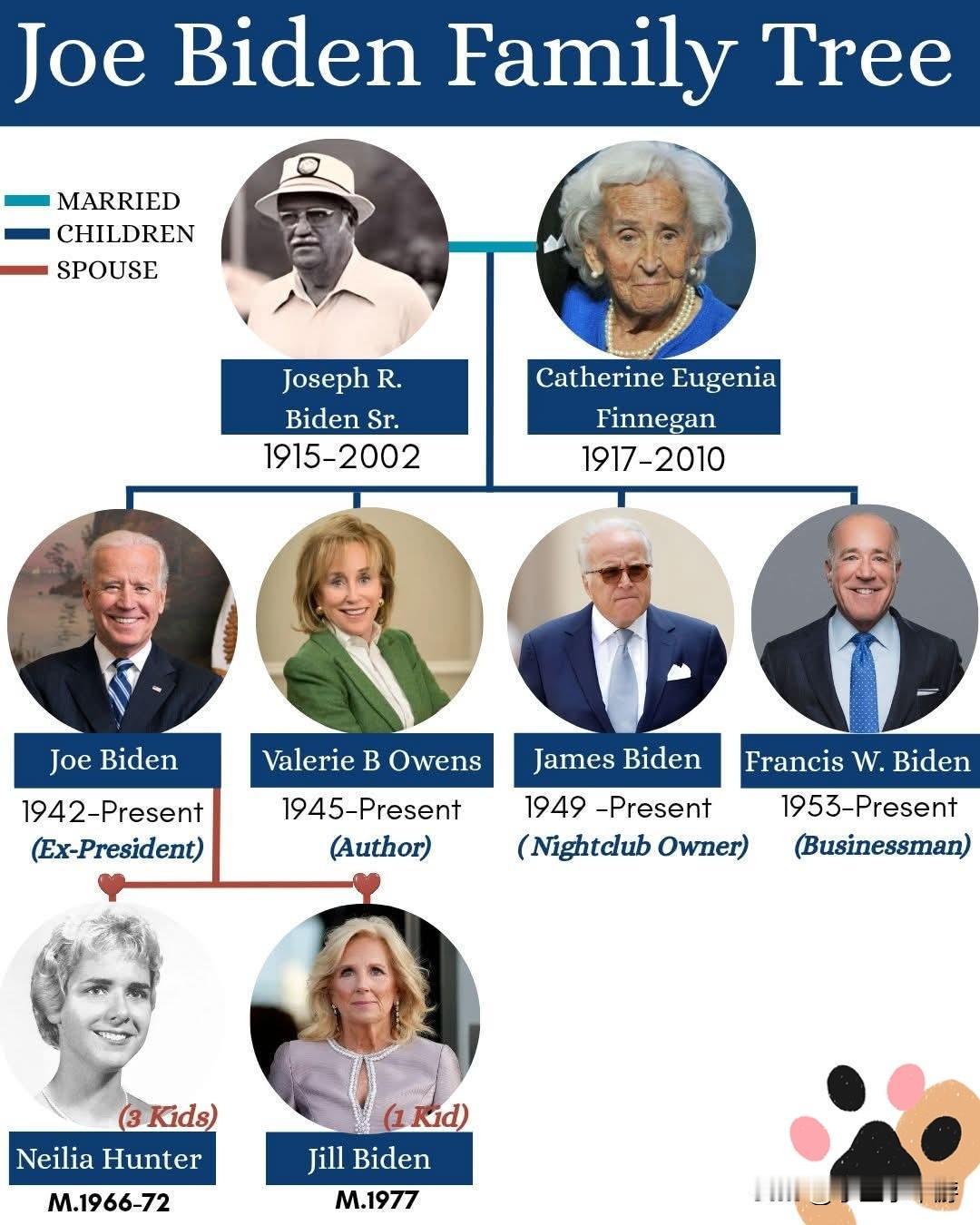 美国前总统乔·拜登家族谱系