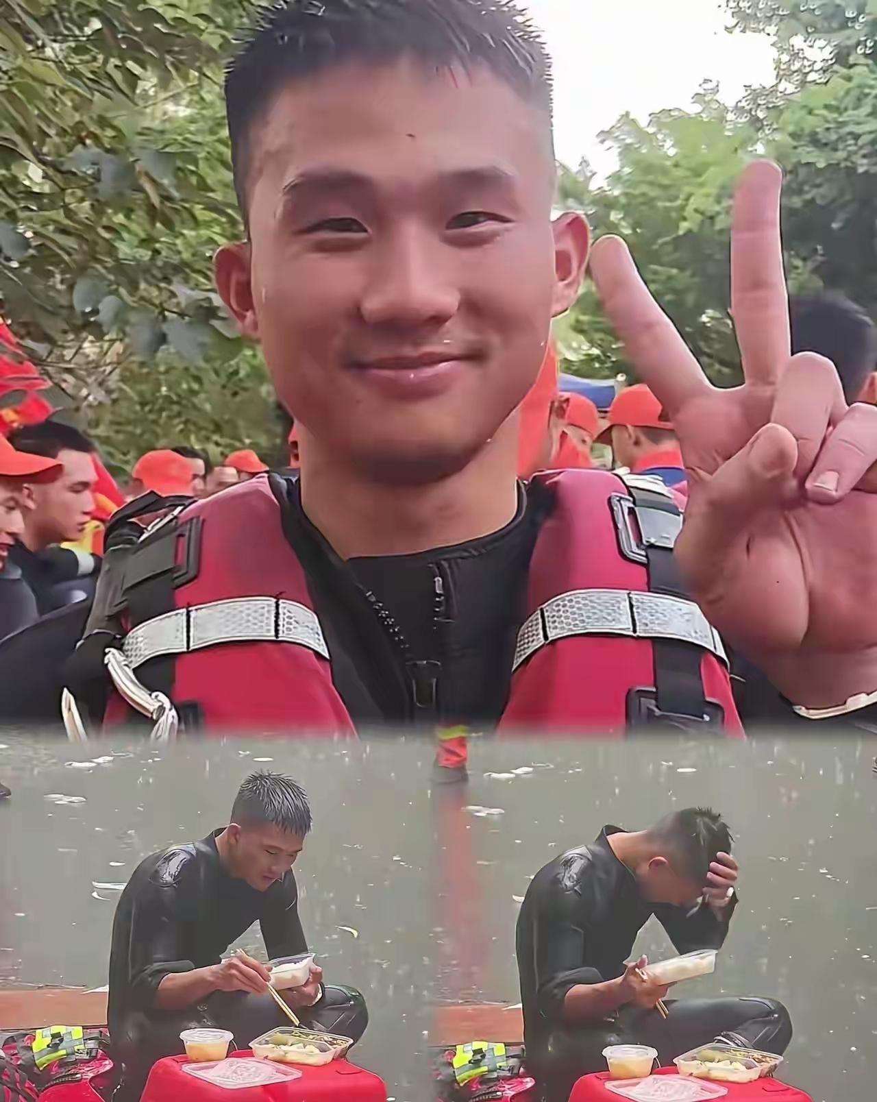 火遍全网、雨中就餐的消防员正面照片来了，他名叫梁焕，今年26岁，入职消防队伍已有