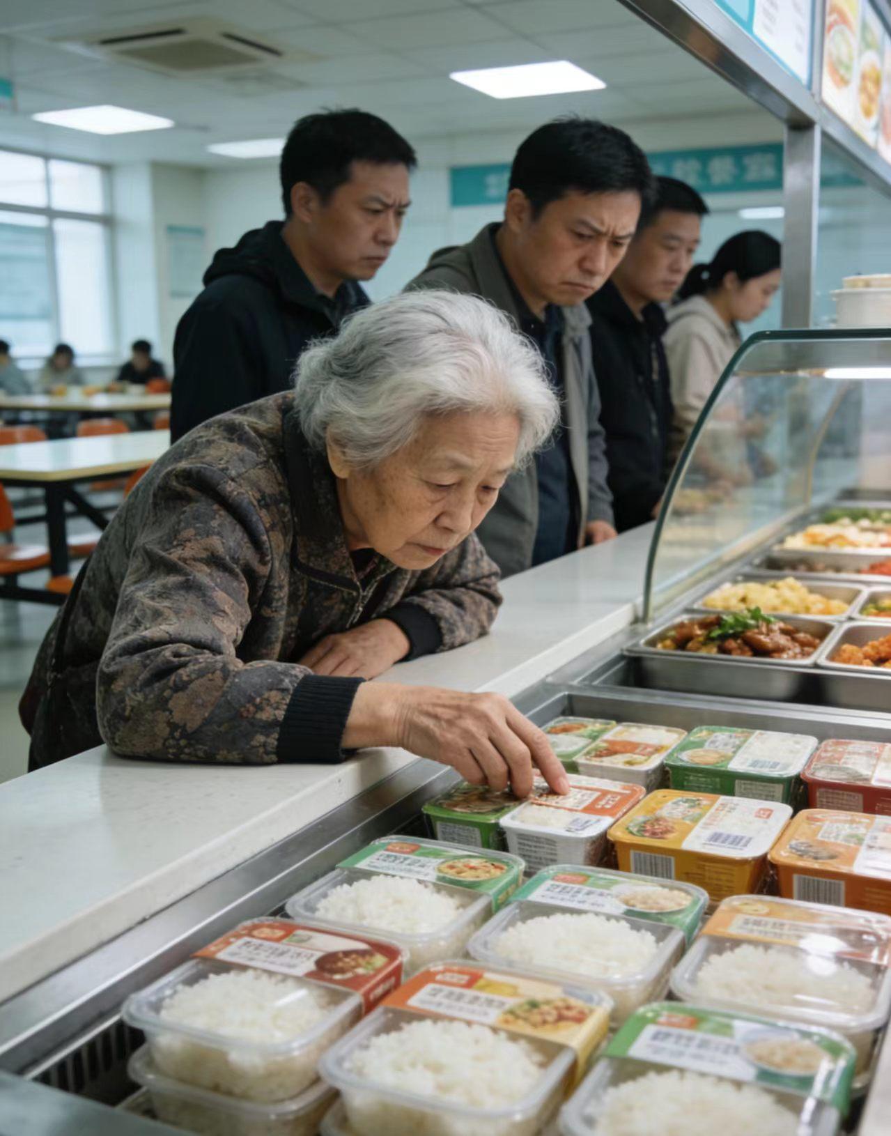 医院食堂的这一幕，前一秒我们在审判别人，后一秒让人羞愧难当。中午在食堂排队打
