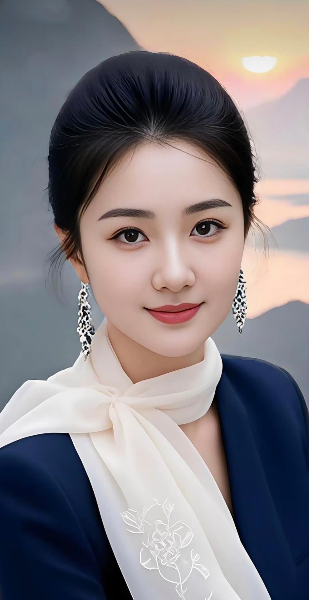 优雅气质，落日余晖下的温柔微笑