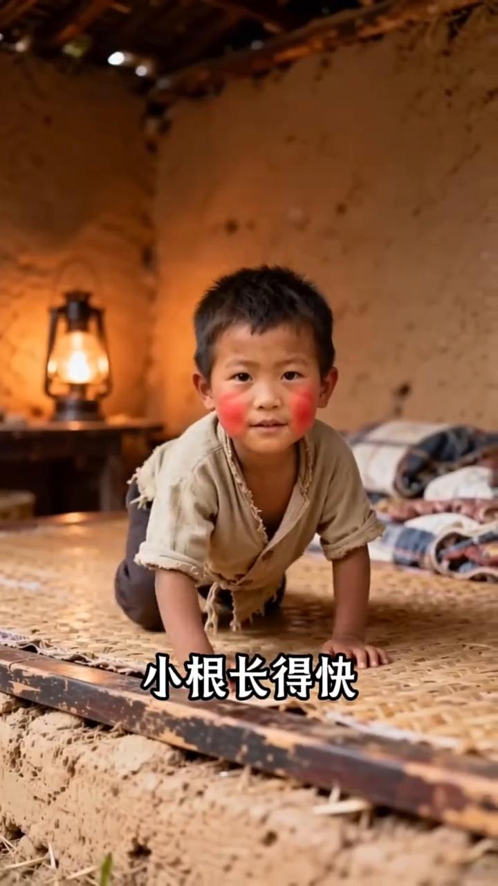 陈老汉挥着斧头砍树，忽然听见脚边草丛里有动静，他放下斧头拨开草，里面用棉袄裹着个