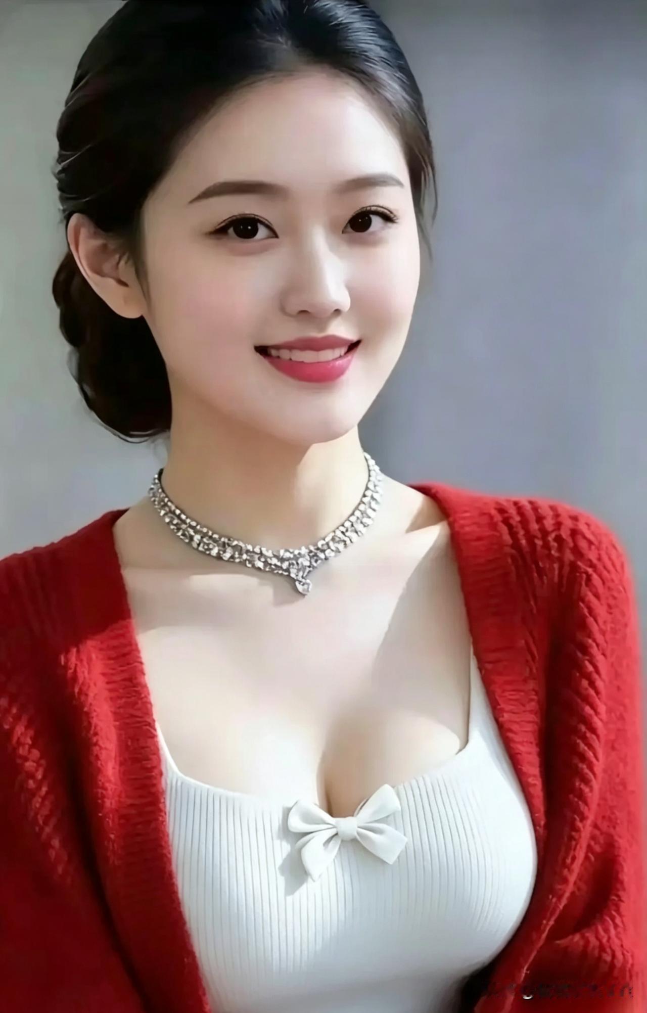水仙子·红颜红衣温婉靥如霞，眸底清含笑靥嘉，柔风漫拂眉梢雅。心藏温婉华，