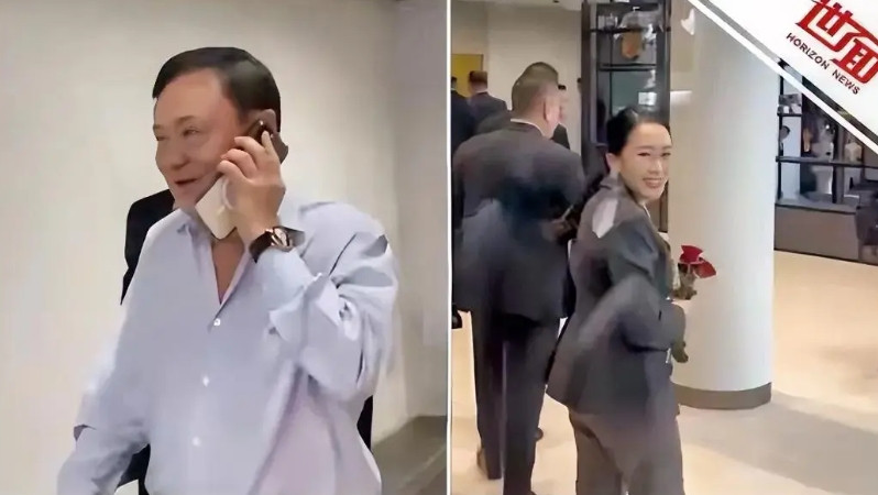 佩通坦被解职了，一家人也都来为泰党办公室鼓励她，他信全程表情轻松得打着电话。这件