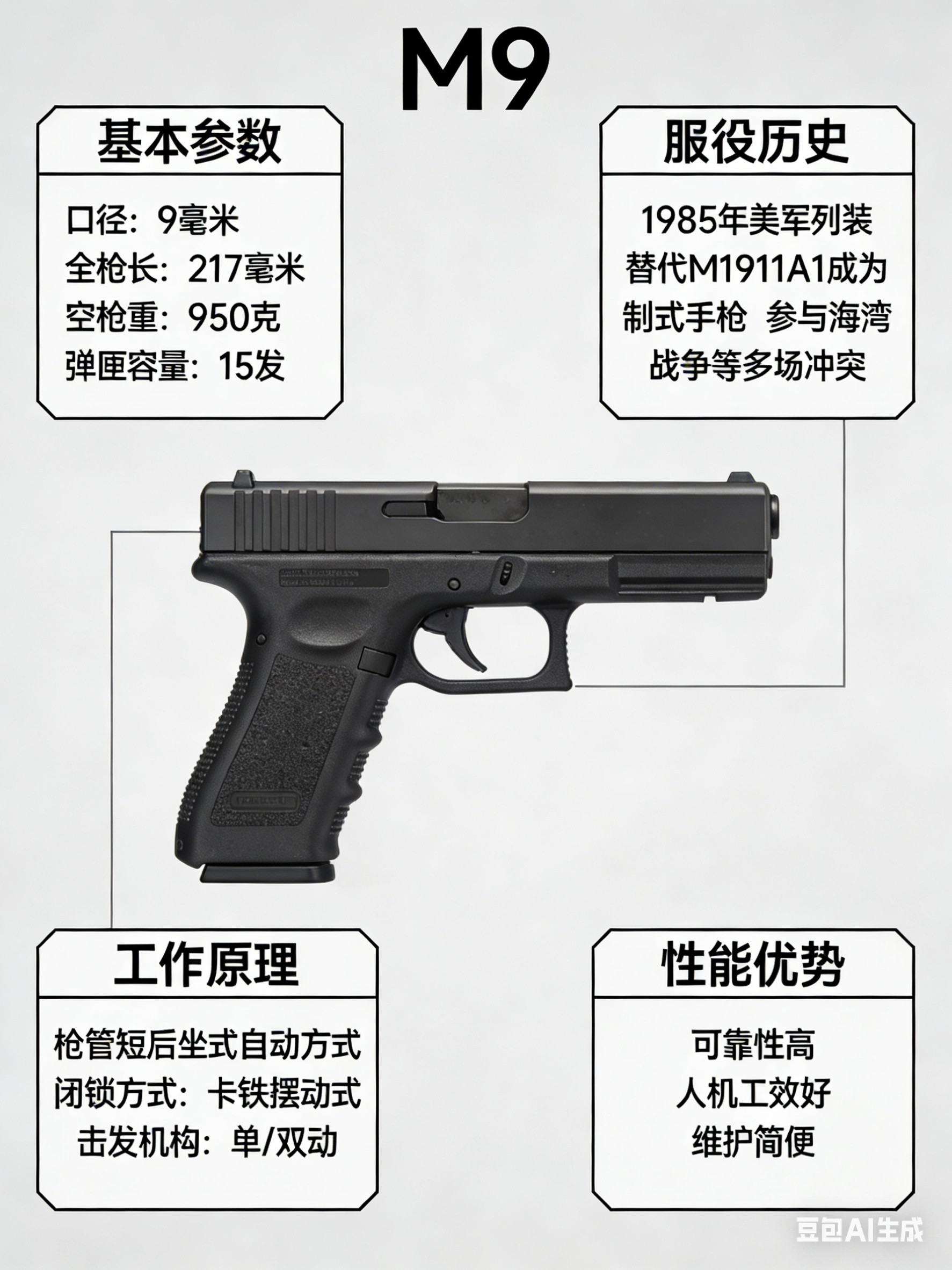 军事ai新视野意大利M9手枪M9手枪是意大利伯莱塔公司为美国军队设计的一款半自