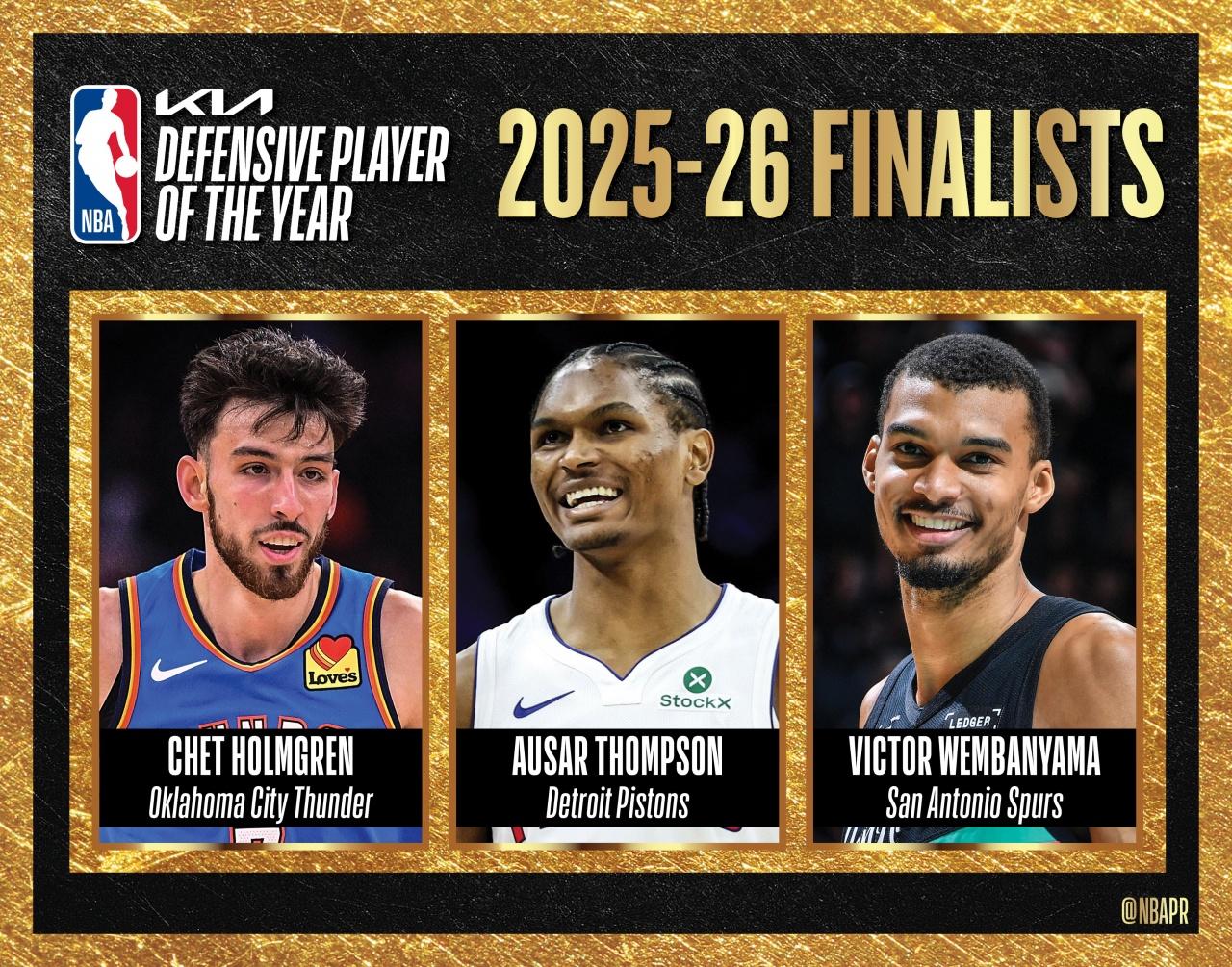 今天联盟公布候选名单：切特·霍姆格伦、奥萨尔·汤普森和文班亚马进入候选。