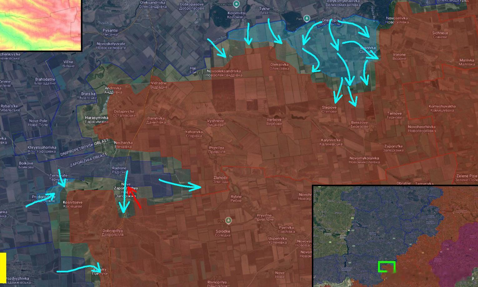 乌军胡里埃伯勒反击的战况图，和番外做的反击图，基本差不多。这里也有个波克罗夫斯克