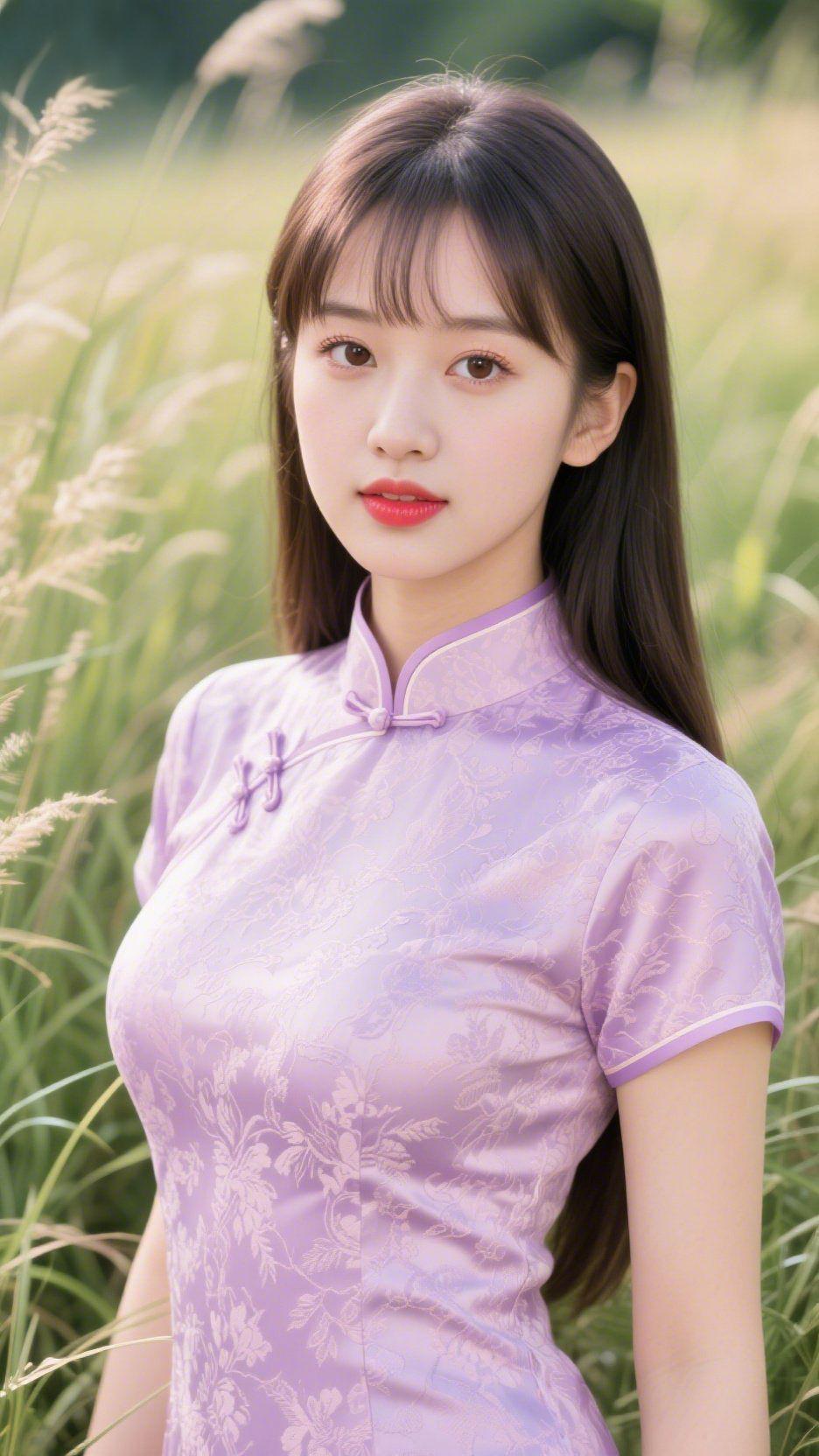 郊野晴光晴风拂草漾清光，浅翠青芒映日长。野穗摇烟凝淡色，闲云漫渡野田