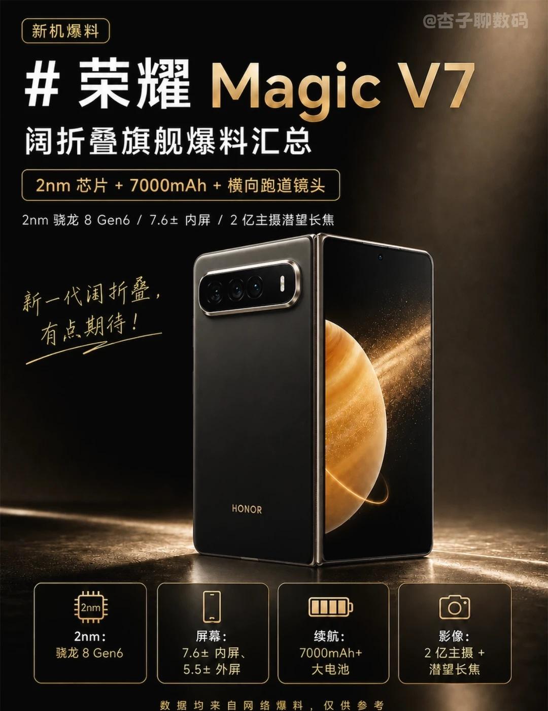荣耀MagicV7大爆料🔥折叠屏续航救星来了荣耀MagicV7网传消息