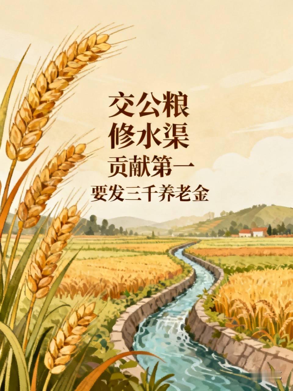 终于在网上见不到借农民之口：交公粮修水渠贡献第一要发三千养老金这类人