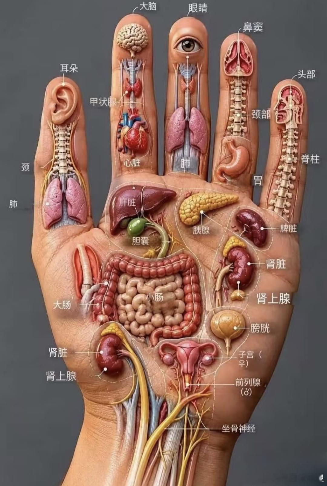 保养保健养生手部反射疗法，属于辅助放松小方法✨按照手部反射区图谱，找到对应区域