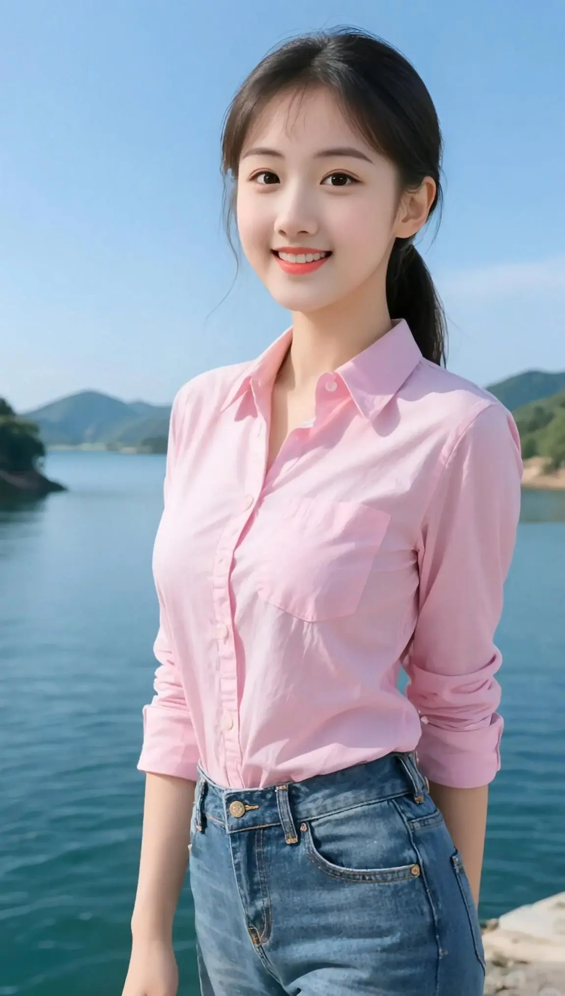 AI瓷白肌甜笑微胖美女 ai创作全新升级