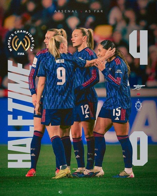 阿森纳女足半场4比0，78分钟6比0领先对手了阿森纳著名教授