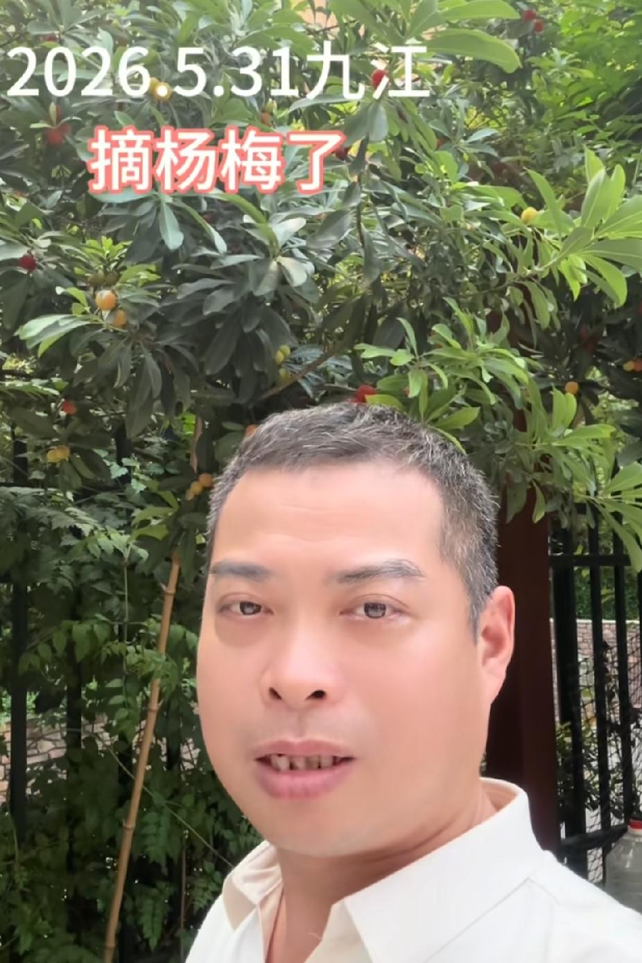 男儿发作品：在和姚爸摘杨梅大姐直播时，有网友告诉大姐，看到男儿发视频，跟姚爸