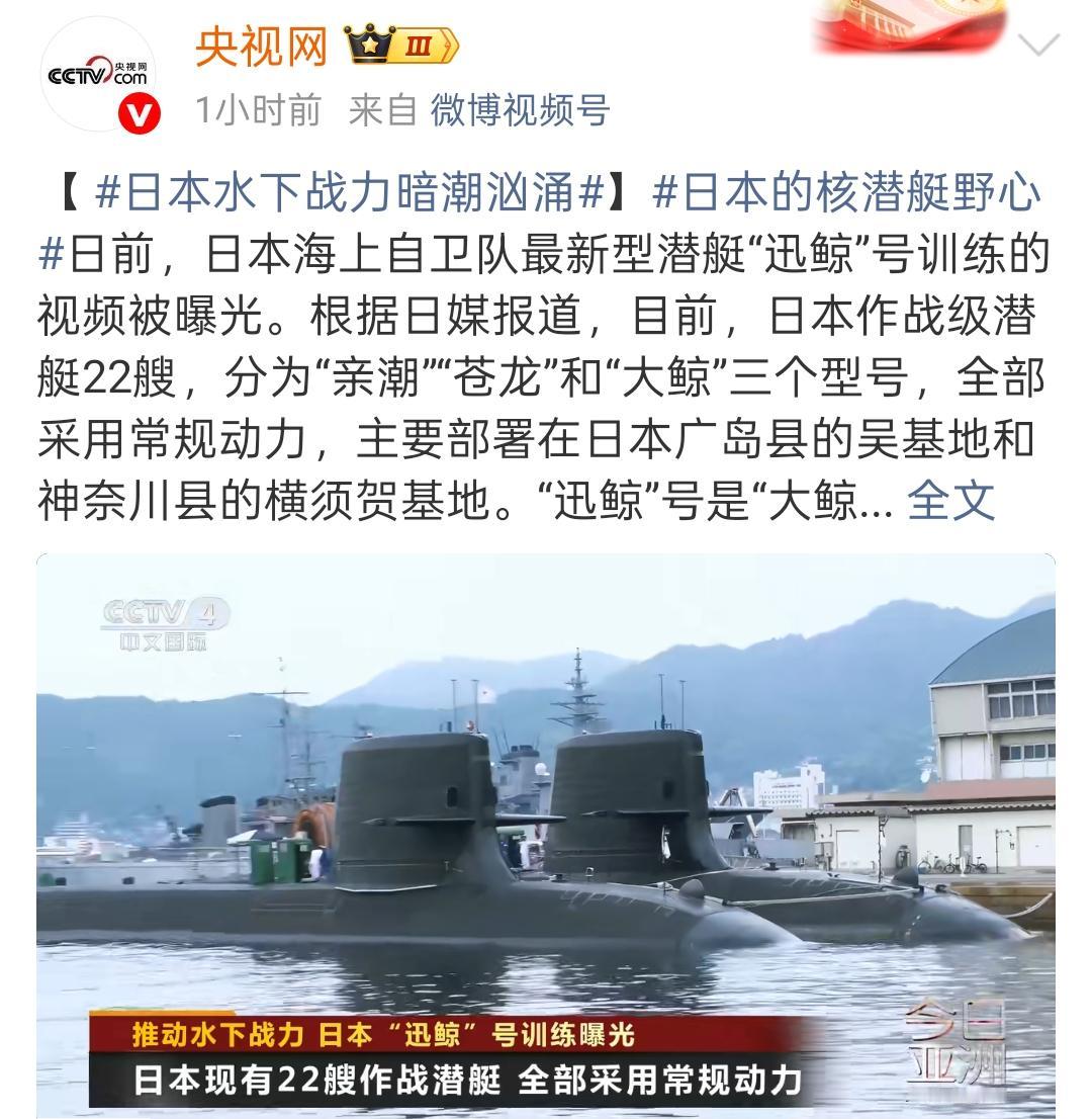 水下战力暗潮汹涌！警惕日本的核潜艇野心……央妈曝光了日本海自新潜艇“迅鲸”号