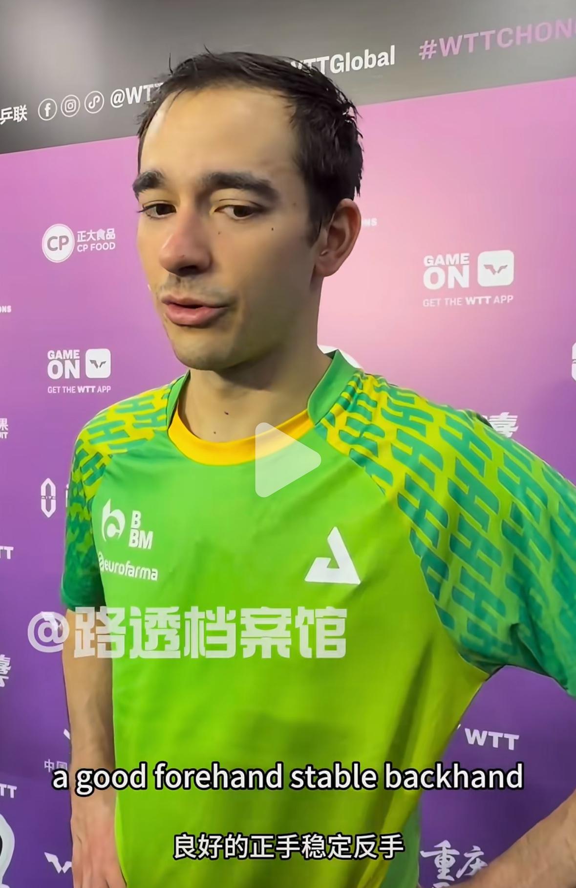 雨果3:2险胜后称赞陈垣宇：技术非常全面，未来可期的一名选手！3月11日，WT