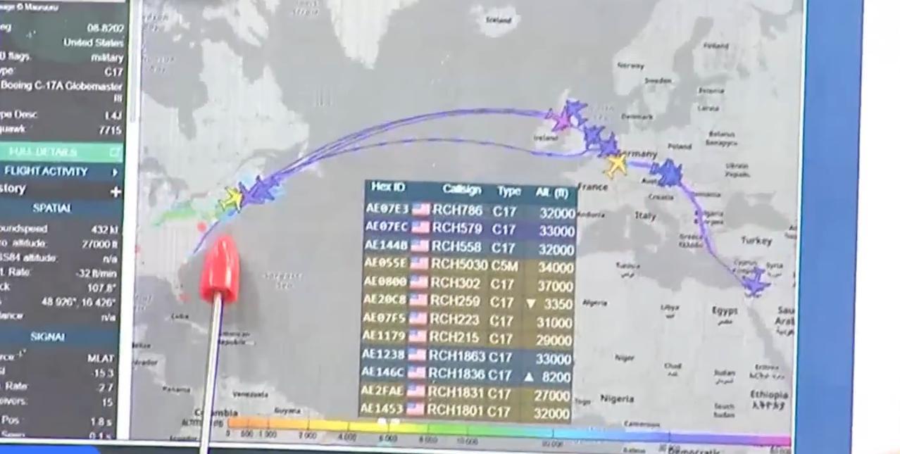 美国的运输机，一刻都没闲着。在宣布暂时停火两周之后，美军的的大量C-17和C