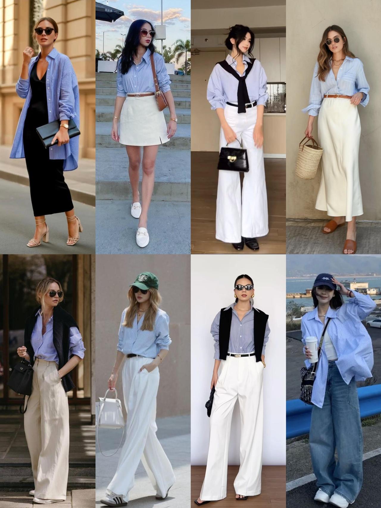 它就是衣柜里的百搭王！衬衫单穿配高腰裤，塞一半下摆利落显高，通勤温柔干练；叠穿