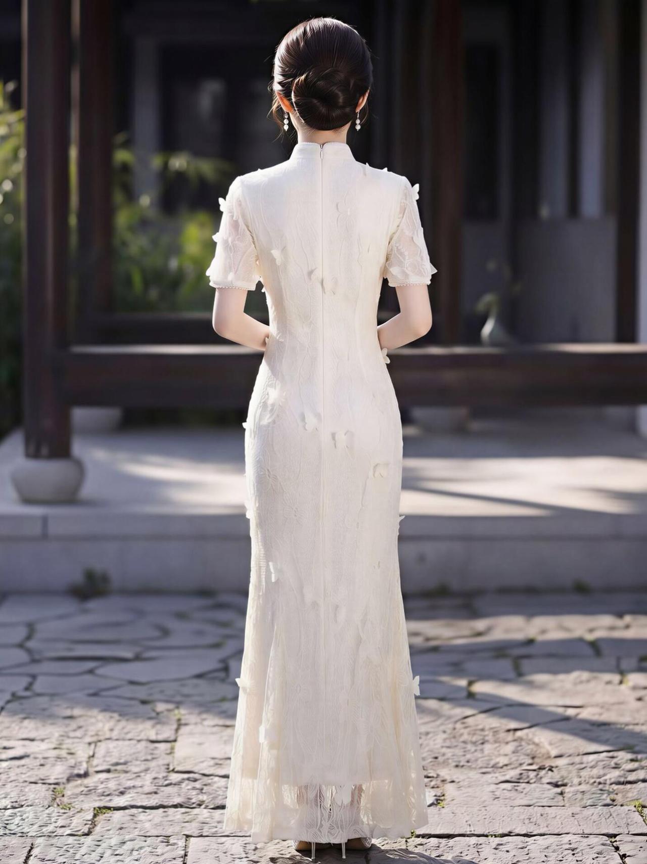 温婉气质旗袍之外的温婉庭院风旗袍美女