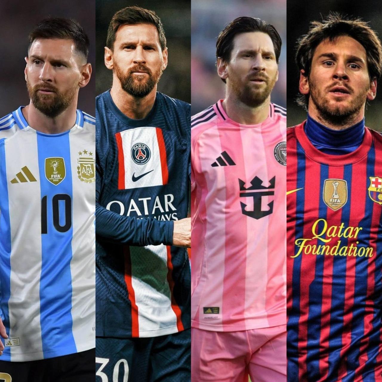 梅西分别在三个俱乐部的进球数：巴萨：672个大巴黎：32个迈阿密国际：