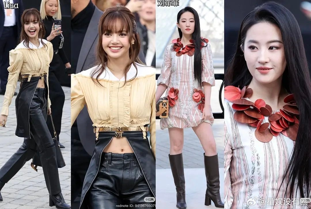 刘亦菲刘浩存时装周妆发再土，好歹靠脸和身段硬撑住了场子，总比某艺人没颜值没气质还