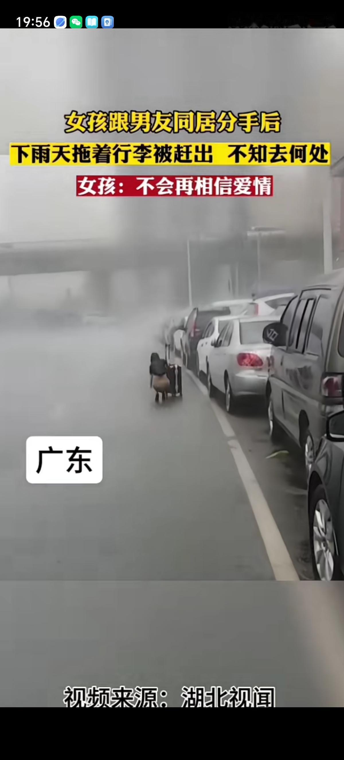 女孩子跟自己的男朋友同居分手后，就被赶出男友的家了。外面下着很大的雨，身形纤细的