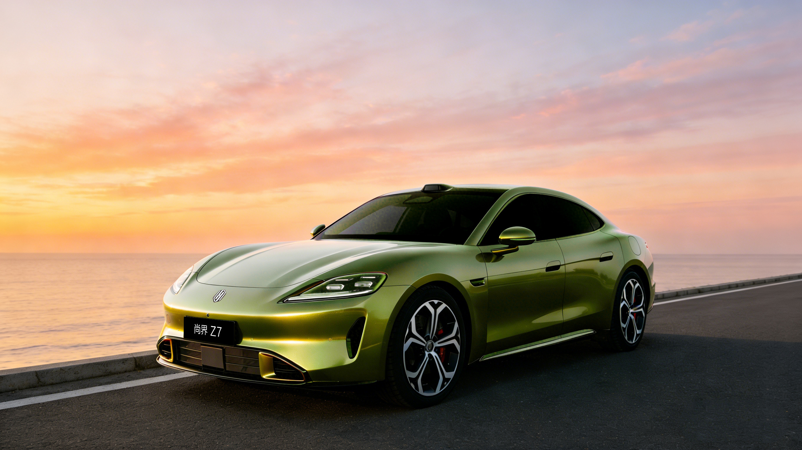 又忍不住让AI做了几张图，尚界Z7的颜色也太好看了吧，而且还是轿跑、猎装一步到位