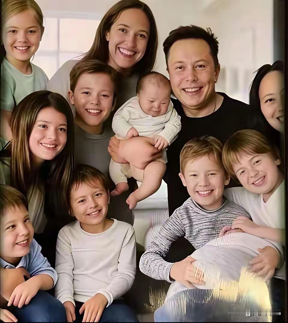 马斯克这辈子太值了，有这么儿子女儿，多子多福家庭，世界上最幸福的爸爸，祝福他家庭