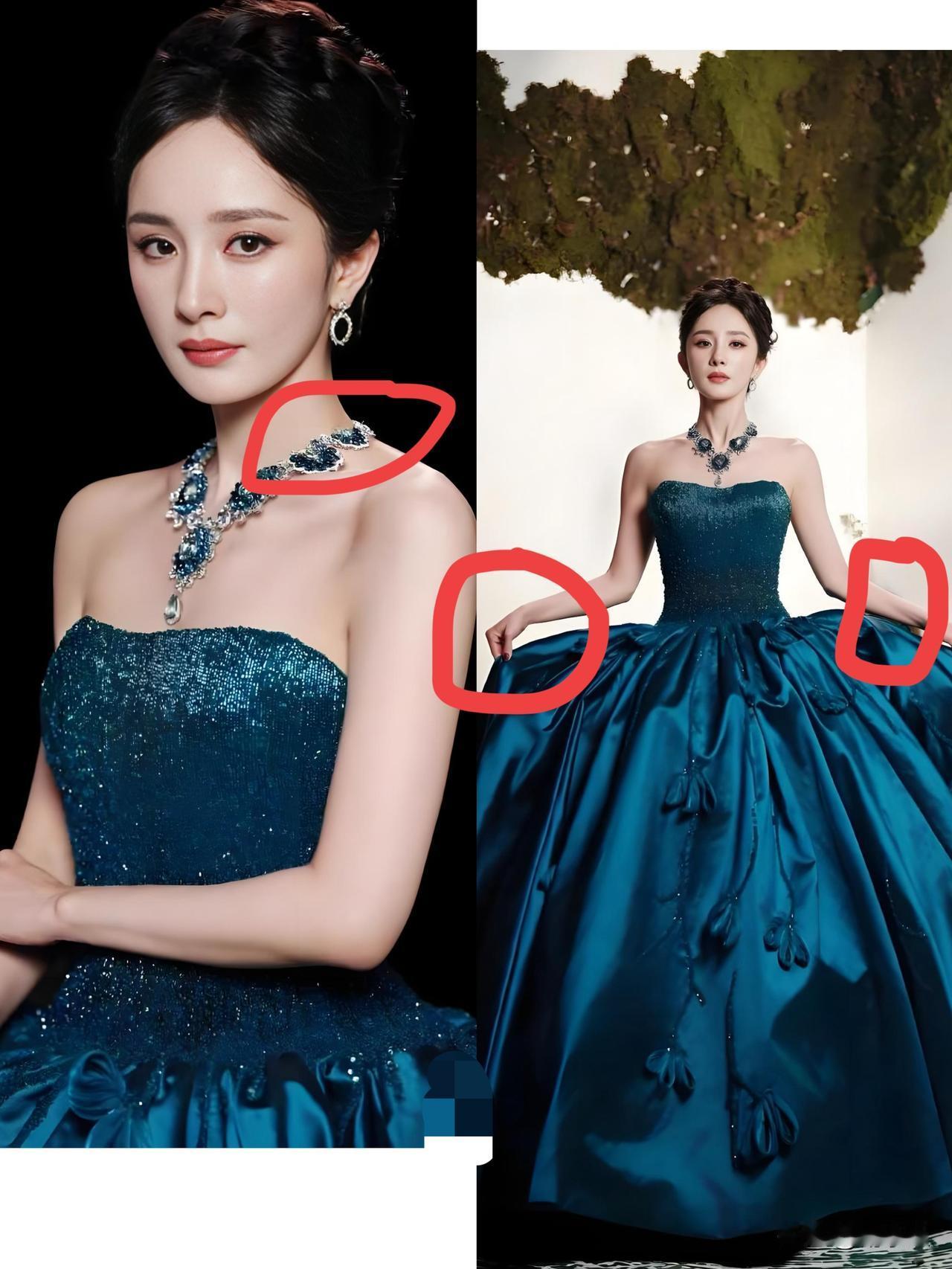 全球仅此一套！幂姐大冬天身穿33斤抹胸长裙，表面多风光，背后就有多么累！这裙