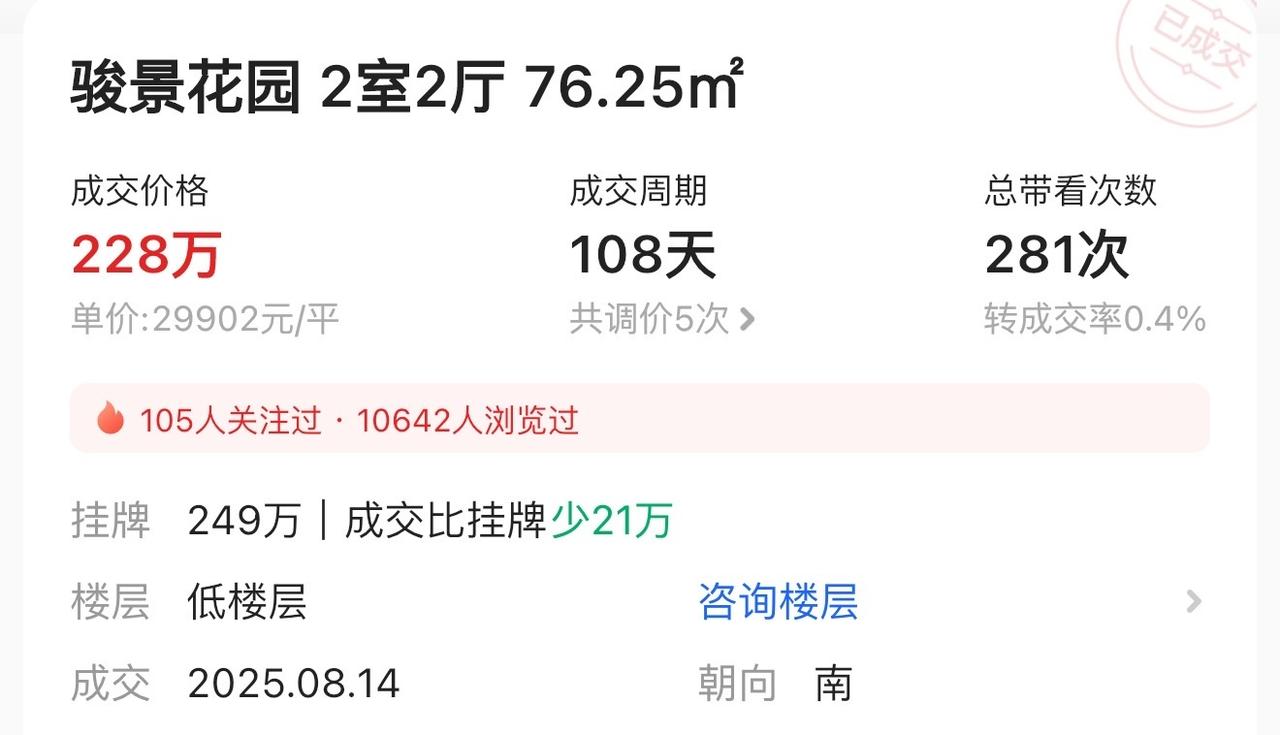 【网友留言】@日常搬砖哈哈：天河东能等到2的单价吗？火：我刚好看到有一套跌到