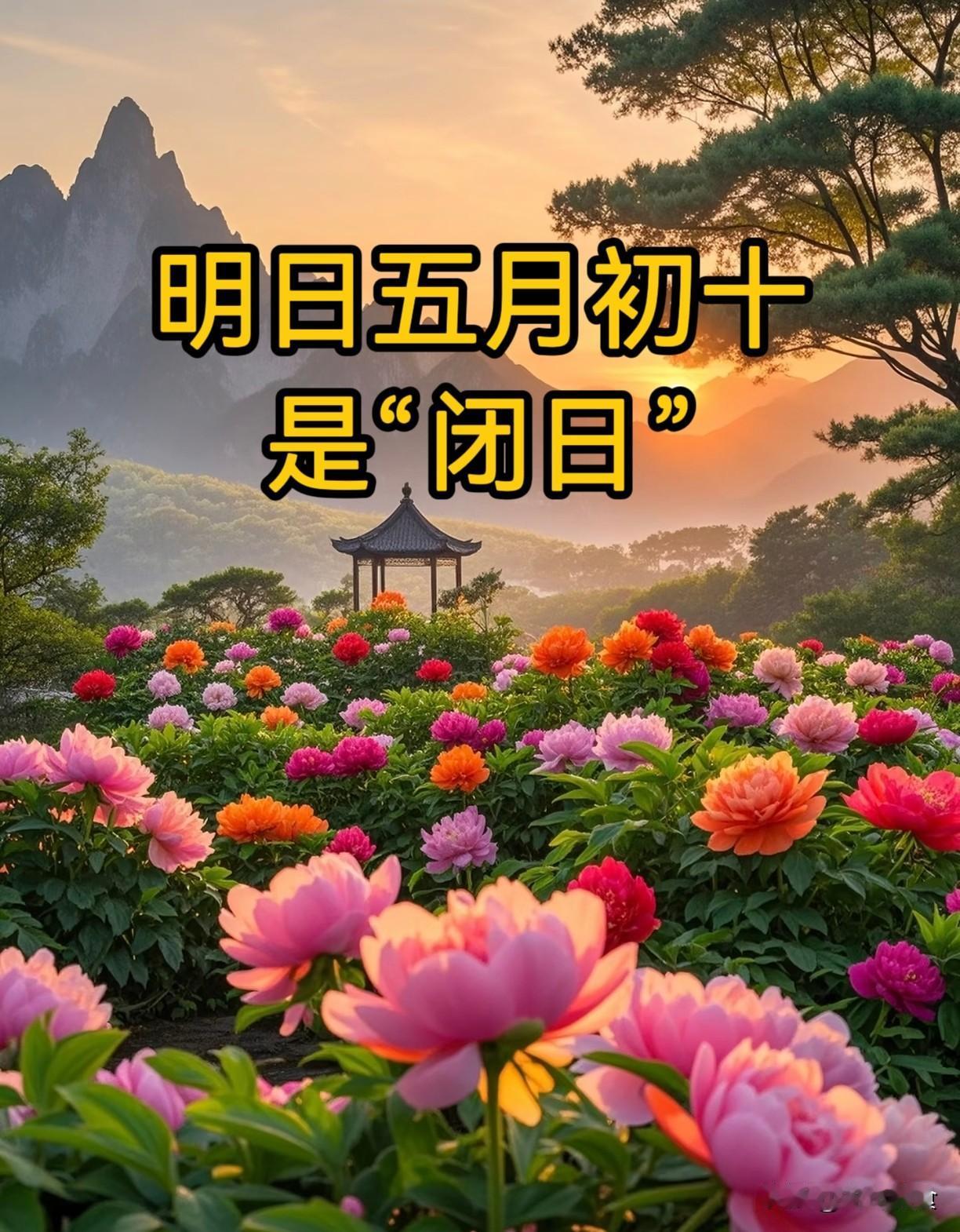 明日五月初十是“闭日”，记得：1不靠、2不站、3不喝、4不睡农历五月初十是传统