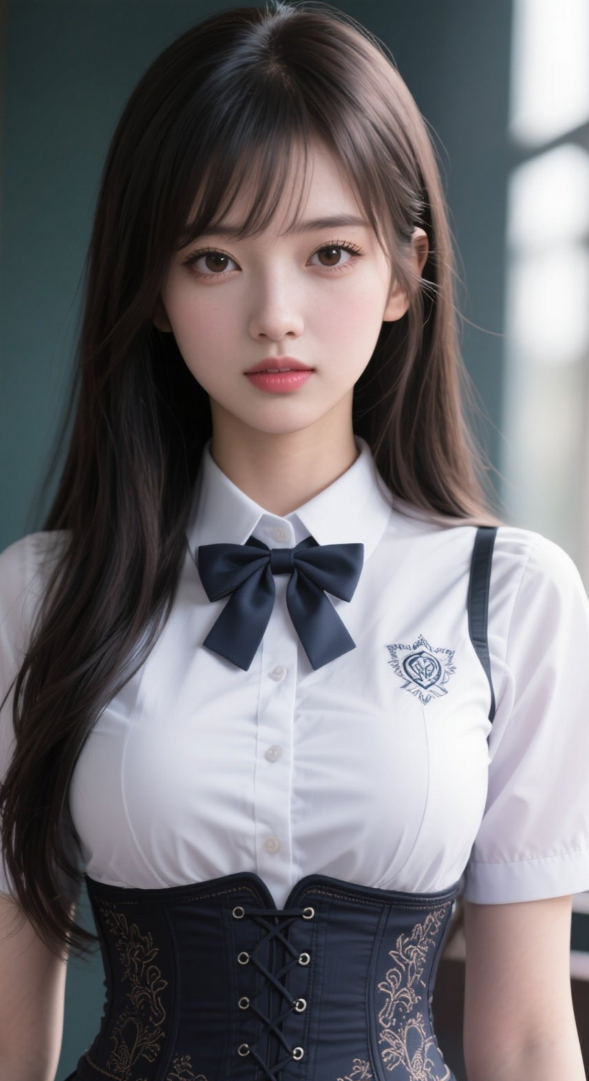 校园女神侧颜特写，高挺鼻梁精致如雕