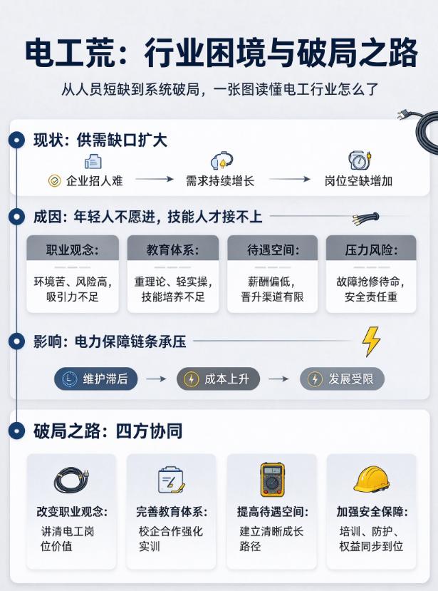 “电工荒”来袭：行业困境与破局之路一、现状：企业急招人，岗位却没人来走进招