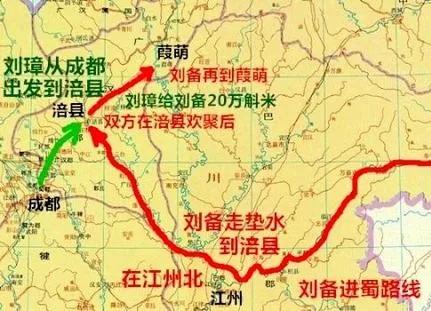 “落凤坡”位于德阳市白马关镇，在成都的北面。不少人感到奇怪，庞统随刘备入川不是由