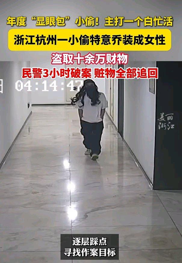 杭州拱墅区这小偷的操作，简直是把“反向暴露”玩到了极致。凌晨4点多撬两家公司的